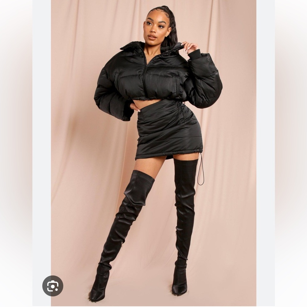 Misspap Black Cropped Puffer